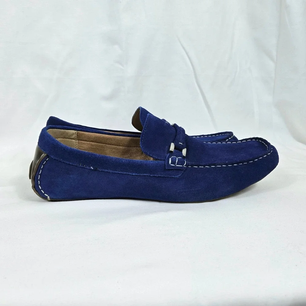 Alfani Men Draper Royal Blue Suede Leather SlipOn Preppy Loafers 13M Casual Chic